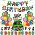 Zyozique Pixel Style Gamer Birthday Party Supplies for Game Fans,37 Pcs Minecraft Theme Birthday Party Decorations for Boys - Banner, Cake Topper, Cupcake Toppers and Balloons