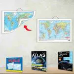 GOWOO WORLD POLITICAL - MAP PRACTICE BOOK, BOOK OF OUTLINE MAPS WORLD, 2 IN 1 WORLD POLITICAL AND PHYSICAL MAP IN HINDI and SCHOOL ATLAS (ENGLISH) - MAPLITHO | Pack of 2 books + 1 Chart + 1 Atlas Book