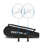 Vector X VXB 80 Badminton Racquet Set Aluminium Head and Steel Shaft with Full Cover (Blue)