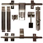 CIRCLE Door KIT Stainless Steel|Door Fittings Ful Accessories Set|Gate Hardware|Door kundis Steel Set| Big AL Drop Latch Handles Tower Bolt Door Stopper