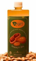 Aigiri Natural's Wood Cold Pressed Groundnut Oil (1L) | Peanut Oil | Shingdana Oil | Virgin | Kacchi Ghani/Chekku/Kolhu | Chemical Free, Transfat Free, Cholesterol Free