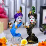 GW Creations Face Krishna Statue Murti Marble Finish Blue and Black pack of 2