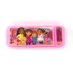 Homee Ware Dora Pink Plastic Pencil Box/Drawing Box with Inbuilt Sharpener & Eraser 22.5 x 3.5 cm