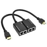 AdzMozi HDMI Extender by cat5e, Over RJ45 CAT5e CAT6 UTP LAN Ethernet HDMI Compatible Extender Repeater 1080P 3D, 30m