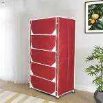 Fabura 5 shelf Shoe rack Cum Utility rack with Separate Flaps cover-Maroon