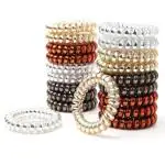 Dazz Look spiral ponytail Holder telephone wire hair rings slinky head elastic tie rubber band unbreakable for women and girls, Multicolor, Pack of 20 (Colors May be Vary)