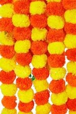 Agnirva Artificial Marigold Flower Garland for Decoration 2 Color Yellow-Orange Genda Phool Ladi Garland for decoration (5 Feet/Pack of 5 Mala)