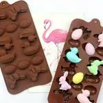 MOLDBERRY Number Chocolate Mould Silicone 14 Cavity Rabbit Bunny Duck Easter Egg Mix Shape Candy Mold Baking Tools for Cake Decoration Chocolate Ice Jell-O Candle Pack of 1 (Multi Color)