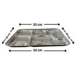 ELVIES 6 in 1 Stainless Steel Plates with Compartments/Bhojan Thali/Partition Plates Set of 1 / Steel Plates for Lunch/Dinner/Thali Set Stainless Steel - Extra Deep Mess Tray