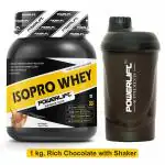 PowerLift Isopro Whey Protein isolate with shaker, 25g protein with Enzymes & Vitamins