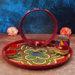 pujaNpujari Karwa Chauth Pooja Thali, Chalni,Lota,Kalash and Bowls Brass (1 Pieces, Multicolor)