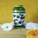 Dakshina Art, The Smell Of Soil 'hand-painted' peacock feather 10 inch Terracotta Vase (10 inch, Green)