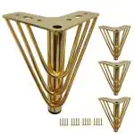 Fascination Gold Metal Coffee Table, Sofa Feet, Kitchen Table Legs, 6 Inch (Pack Of 4)