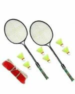 Addiction Double Shaft, Net and Shuttle Badminton Kit Combo