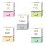 WON AYURVEDA Sandal Soup Pure Neem, Pink Rose & Aloe Vera, Charcoal, Sandal Soup- Pack Of 5|PURE NEEM SOAP|PINK ROSE SOAP|CHARCOAL SOAP|ALOE VERA SOAP|SOAP|BATHING BAR|BATHING SOAP