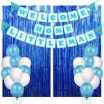 Zyozique Baby Boy Welcome Home Decoration Kit Banner with Balloons for Baby Shower / Welcome Party / Birthday Party Supplies(Pack of 28) (Blue)