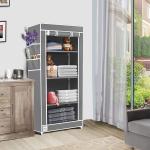Fabura Single Door Collapsible Wardrobe In 4 Shelfs in Grey Color