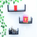 webshoppee Webshoppee U-Shape MDF Floating Wall Shelves for Decoration and Living Room Furniture, Standard Metalic Paint (Black) - Set of 3 Wooden Wall Shelf (Number of Shelves - 3, Black) Wooden Wall Shelf (Number of Shelves - 3, Black)