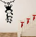 LANSTICK Multicolor Monkey Catching Other Monkey Self Adhesive Wall Sticker