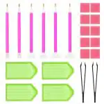 ZIBUYU Diamond Painting Kit Tool 5D Diamond Art Pen Kit With 6 Diamond Painting Pen, 2 Tweezer, 10 Glue Clays, 4 Diamond Tray, 5D Diamond Painting Tool Kits Accessories - 22 Pieces
