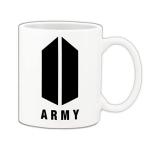 Mug Morning BTS Products for Girls BTS Army Black Logo on White Ceramic Mug 325ml (White)