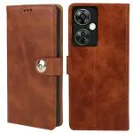 Fastship OnePlus Nord CE 3 Lite 5G Flip Cover | Wallet Stylish Button Magnetic Closure Book Cover Leather Flip Case for OnePlus Nord CE 3 Lite 5G - Executive Brown
