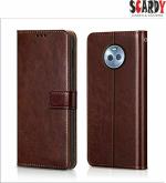 SCARDY MOTO X4 BACK COVER / LEATHER FLIP COVER / BROWN COLOR