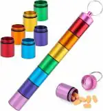 LISHONN Portable Aluminum Alloy Medicine Organizer Box Tablets Container Case Keychain Stackable & Waterproof Travel Pill Box | Multicolor | 01 Pcs