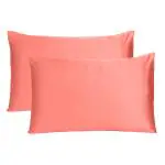 Riara Comfortable Silky Silk Pillowcase Soft Satin Pillow Cover for Hair & Skin Home Decor , Salmon Rose (Regular Size, 18