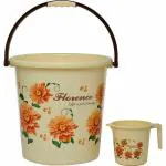 Regalo Plastic Bucket 20 L 2 Piece Combo Set (Brown buckets, Mug)