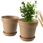 Eha Set of 4 Earth-Friendly Aura 10 Inch pots and Planters | Bamboo Based | UV Protected | for Indoor, Home Decor, Outdoor, Balcony & Garden | Tortilla