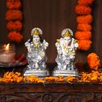 Ghar Saaz Polyresin Goddess Laxmi And Lord Ganesha God Idol For Mandir, Home Décor Showpiece And Gifting 4 Inch