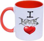 Shieldsmore Ceramic I Hate Love Printed 325ml Coffee/Cup for Gift | Orange and White Ceramic Coffee Mug (325 ml)