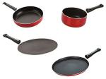 Nirlon 4 pcs of Red Non-stick Aluminium Kitchenware Cooking Utensil Combo Set