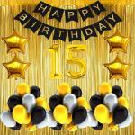 FANEX Solid 15 No. Happy Birthday Foil Balloon Decoration Combo (Pack of 109)