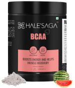 Halesaga BCAA Supplement for Men with Ideal Ratio of 2:1:1 - Big Muscle Growth & Recovery with 5g of Amino Acid Per Serving Powder | Sugar, Gluten, Dairy Free | - 250g Watermelon Flavour