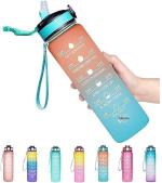 Flare Sanctum Silicone Water Bottle, 1 Litre Motivational Time Marker, Leak Proof Durable BPA-Free Non=Toxic Water Bottle