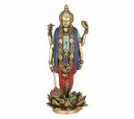 Kartique Home Decor Brass Vishnu Narayann Holding Club Gada Idol - 5.5 inch
