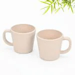 Eha Set of 2 Earth-Friendly Majestic Coffee Mug |375 ml|Made with Rice Husk & Bamboo Fibers|Microwave Safe|Hot & Cold Coffee Cup, Milk & Tea Cup |Matte Finish Mugs for Coffee |Sandcastle