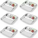 GEER ENTERPRISE 3 in 1 Pav Bhaji Plate Sectioned Plate (Microwave Safe)