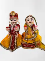 KHAMMA GHANNI Handicrafts Rajasthani Traditional Handmade Wooden Gangaur and Ishar Idols with Clothing & Jewellery