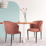 Rose Designer Chairs Fire Coral Pink Cafe Chair | Side Chair | Living Room Chair | Modern Velvet Dining Chair for Cafe Chair