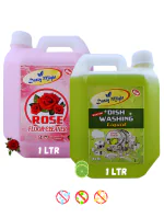 Dusty Might Rose Disinfectant Phenyl And Dishwash Gel Green Lemon Dish Cleaning Gel Removes Grease Food Residue And Stains (Pack of 2 x 1 L)