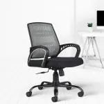 CELLBELL C106 Medium Back Mesh Office Chair/Study Chair/Revolving Chair/Computer Chair for Work from Home Metal Base Height Adjustable Reclining Chair (Grey)