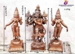 SEARCHERS PARADISE Copper Idols of god Venugopala Swamy with Sridevi and Bhudevi, 5.7 inches,1.5 Kg, Patina Antique Finish, Pack of 3 Piece