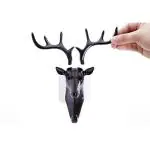 Cuizy Animal Black Deer Head Antique Design Key Holder for Home Decor | Stylish Hanging Plastic Key Stand for Wall | Self Adhesive Key Hanger for Office, Living Room, Bathroom, Kitchen