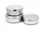 Coconut Stainless Steel Papad Box 0.75 L+ 1.1 L+ 1.5 L (Set of 3)