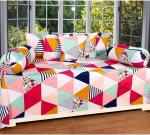 Homdazal Multicolor Abstract Cotton Single Bedsheet With Cushion Cover And Bolster Cover Set (Set Of 8)
