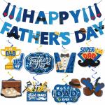 Festiko Happy Father's Day Combo (Set of 17 Pcs), Father's Day Banner With Tie Sign, Fathers day Decoration Items