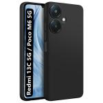 Fashionury Back Cover Case for Redmi 13C 5G / Poco M6 5G | Matte Soft Silicon Flexible | Protection | All Side Shock Proof Rubberised Back Case Cover for Mi Redmi 13C 5G / Poco M6 5G (Black)